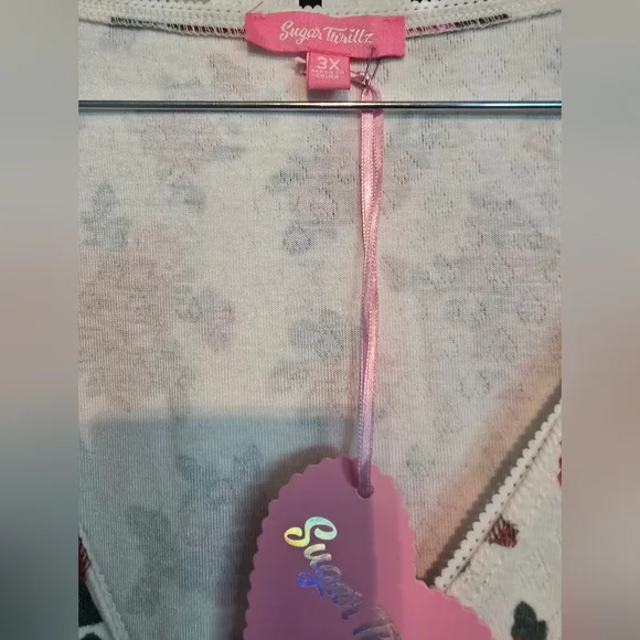 Sugar Thrillz Pink and Red Floral Crop Top - Picture 2 of 2